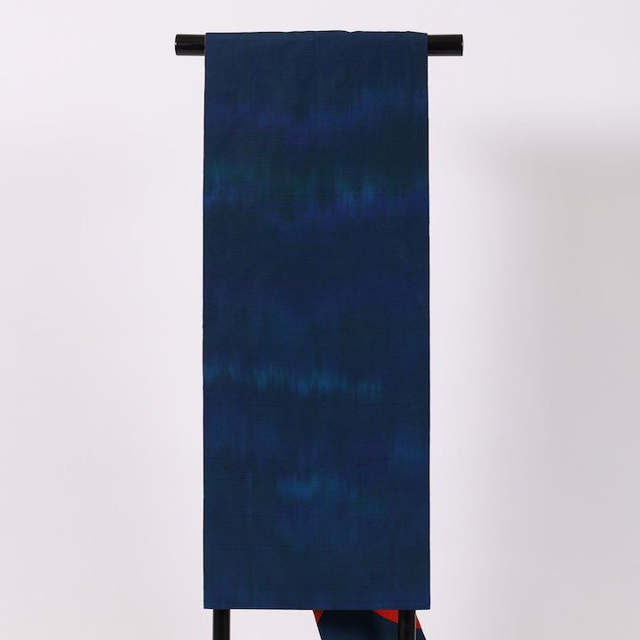 帯 名古屋帯 紬 藍のボカシ パッチワーク柄 ／365 - メルカリ