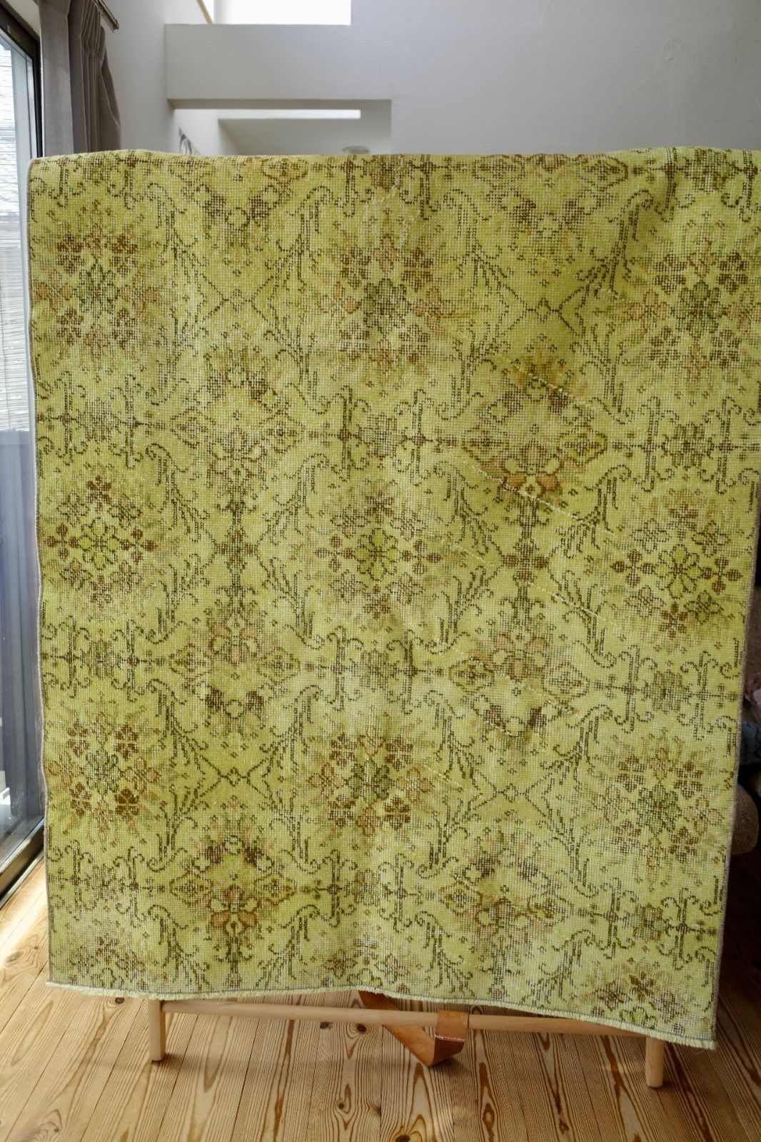 トルコ ヴィンテージラグ レモンイエロー オーバーダイ