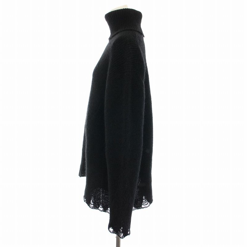 ジュンヤワタナベ コムデギャルソン COMME des GARCONS AD2022 ニット タートルネック 長袖 ダメージ加工 M 黒 JJ-N035 レディース ジュンヤワタナベ JUNYA WATANABE コムデギャルソン COMME des