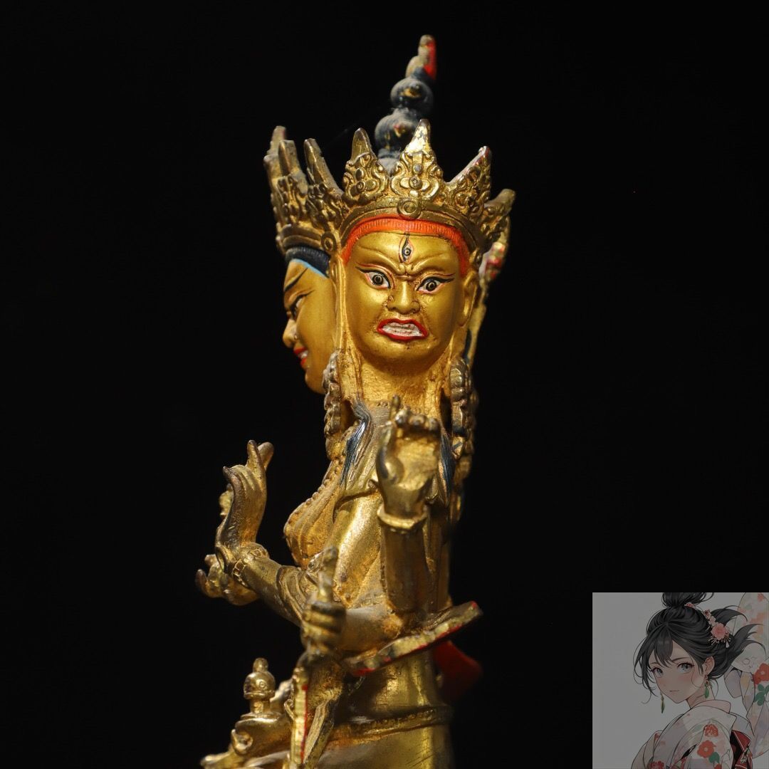 旧家蔵出し 銅製 塗金 尊勝仏母像 仏像 宗教 仏教古美術 供養品