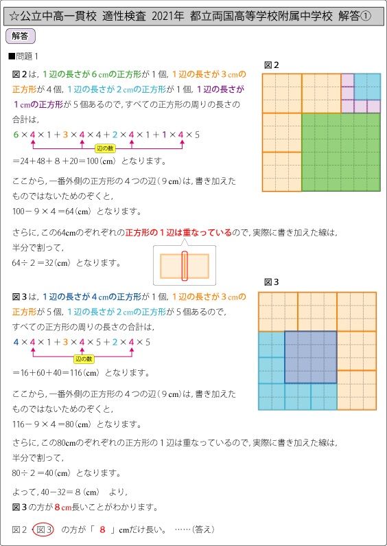 第８弾!!(2021年版) 全国公立中高一貫校 適性検査 算数問題過去問解説