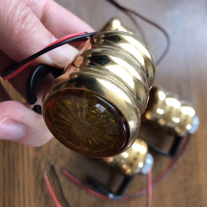 ブラス 削り出し LED ミニ ウィンカー 4個 ビンテージ ハーレー 真鍮 