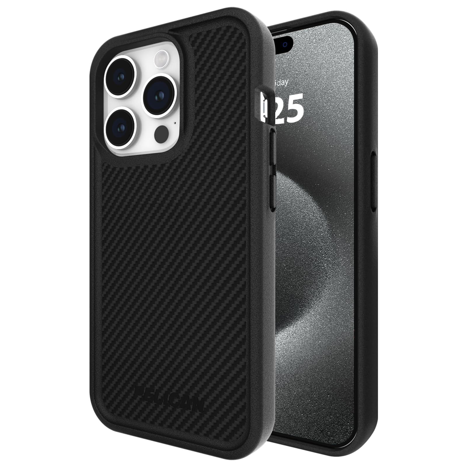 Pelican iPhone 15 Pro 用 ハイブリッド ケース 抗菌 米軍MIL規格 落下テスト4.5mクリア MagSafe対応 プロテクター カーボン Pr Protector Carbon - MagSafe iPhone15Pro