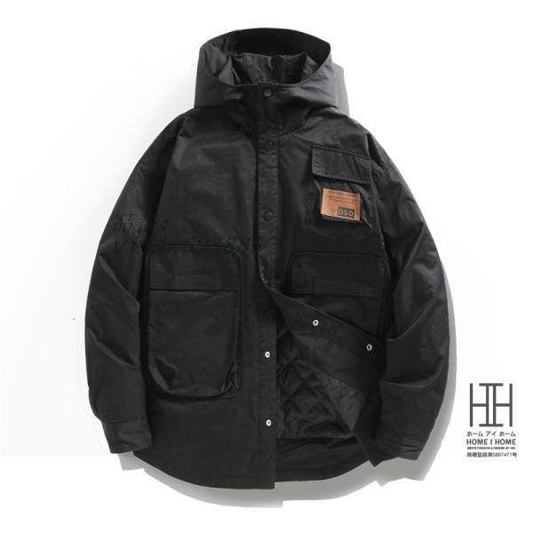 中綿コート メンズ 中綿ジャケット アウター フード メンズアウター 冬 多ポケット 大きめポケット デザイン ミディアム丈 ワーク vii4w693885