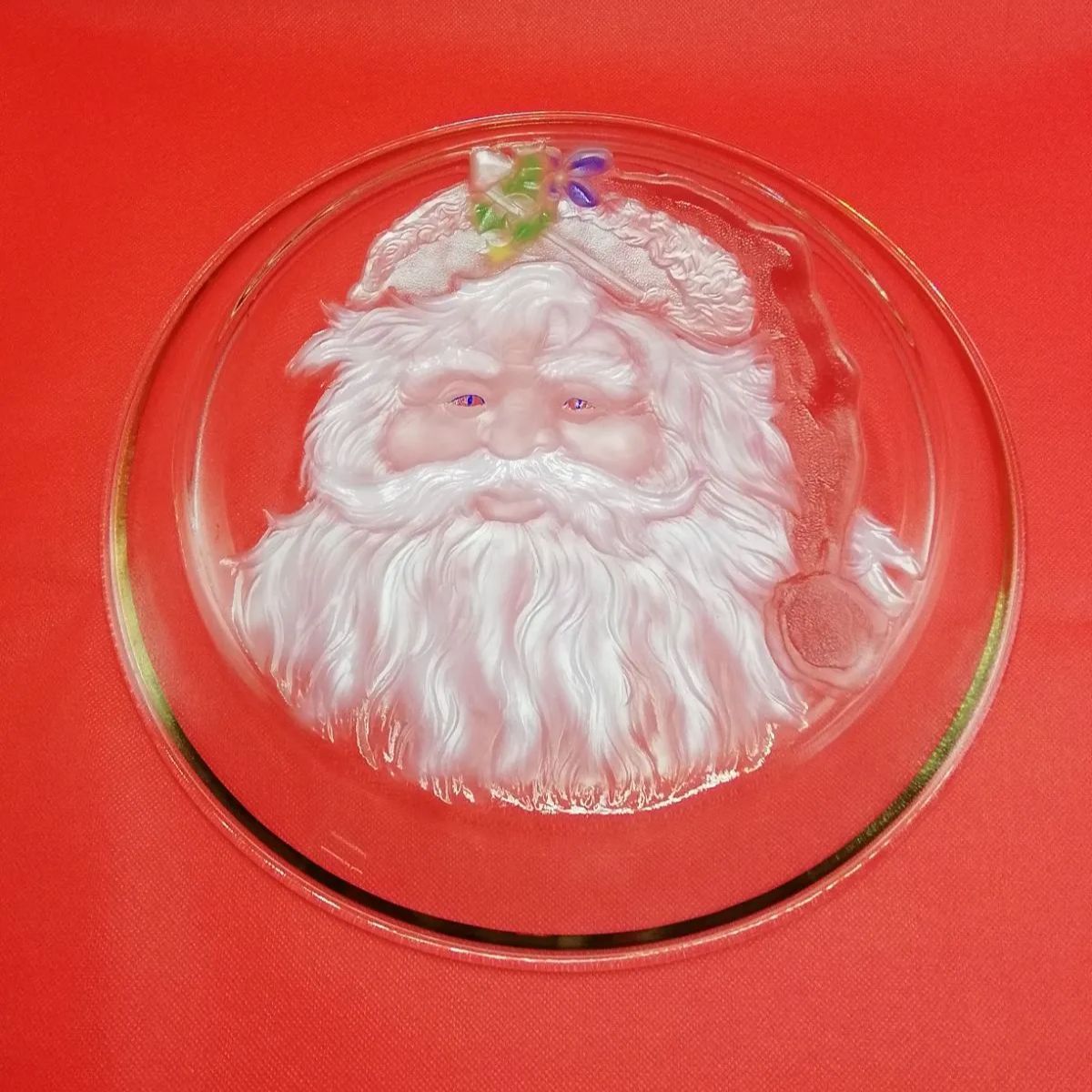 アデリア 石塚硝子 サンタクロース 大皿 皿 ガラス皿 クリスマス