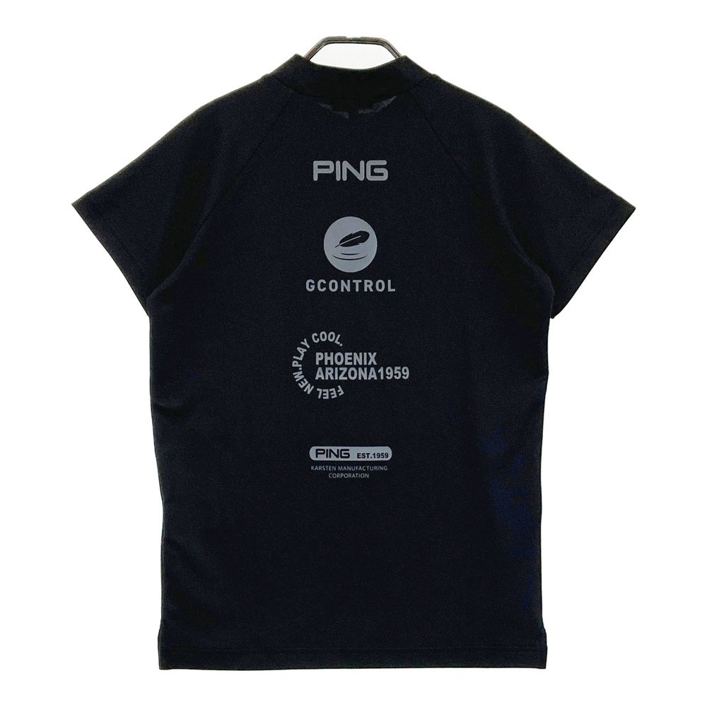 サイズ：M PING ピン  モックネック 半袖Tシャツ  ブラック系 [240101437458] ゴルフウェア メンズ ストスト サイズ：M PING ピン 2023年モデル モックネック 半袖Tシャツ