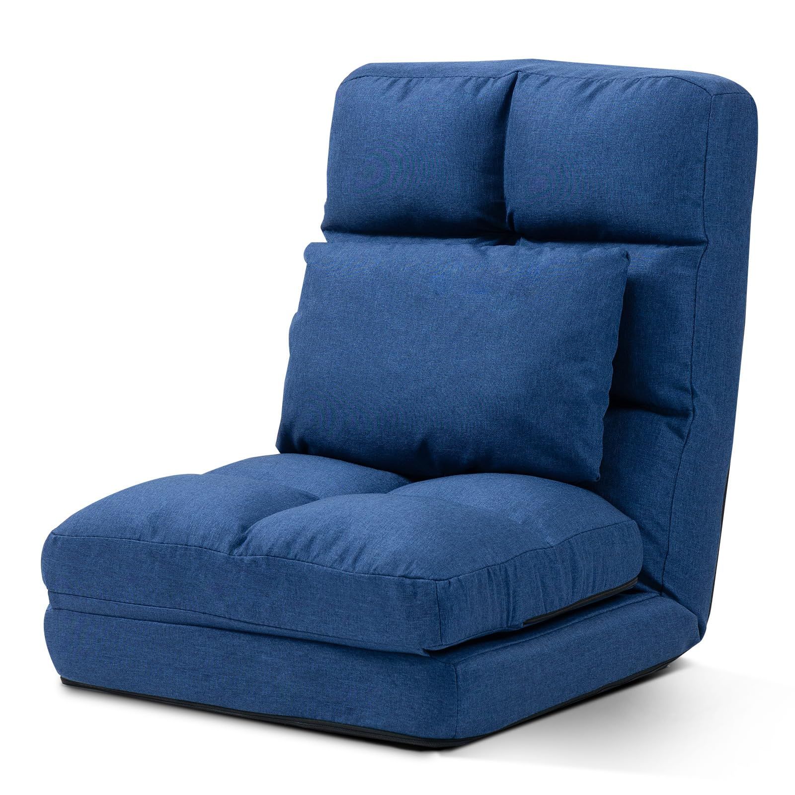 DeeLyan 座椅子 リクライニング コンパクト 折りたたみ ハイバック 座椅子ソファー フロアチェア ソファベッド 寝れる椅子 腰が痛くならない 1人掛け 寝れる クッション付き