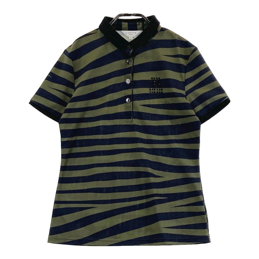サイズ：40 LANVIN SPORT ランバン スポール  半袖ポロシャツ ゼブラ 総柄 カーキ系 [240101432006] ゴルフウェア レディース ストスト サイズ：40 LANVIN SPORT ランバン スポール 半袖ポロシャツ