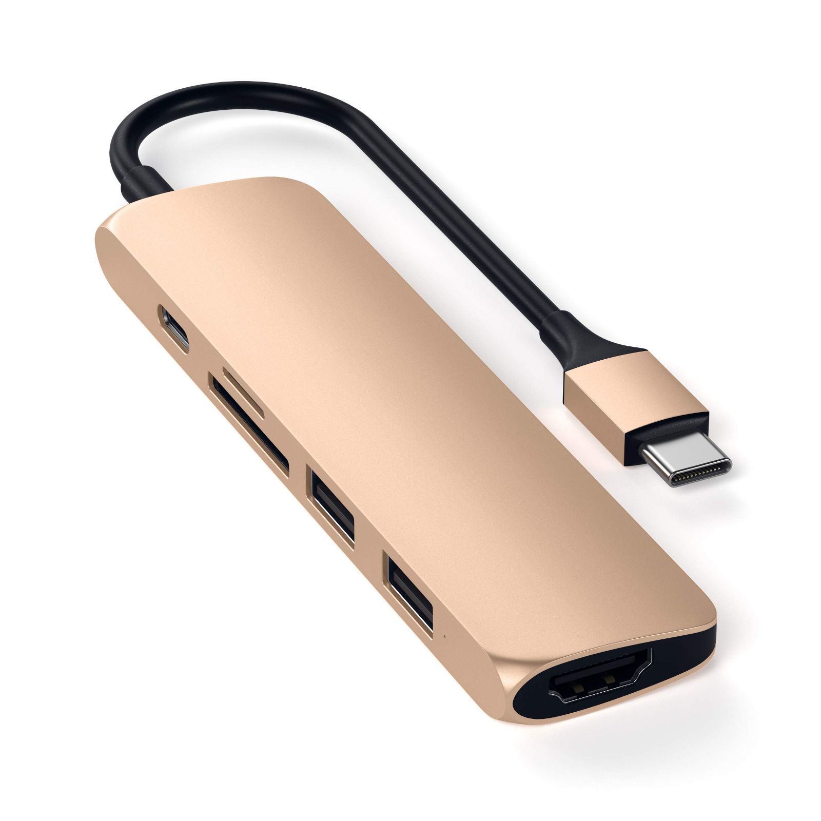 Satechi スリム V2 マルチ USB-Cハブ 6in1 (ゴールド) USB-C PD(60W), 4K HDMI(60Hz),  Micro/SDカードスロット, USB-A (MacBook Pro/Air, iPad Pro など対応) メルカリ