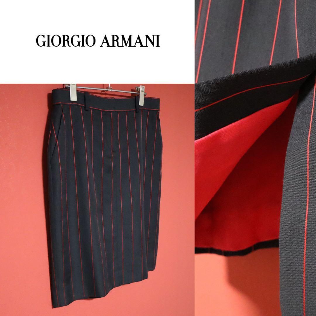 極美品】GIORGIO ARMANI イタリア製 レッドストライプ スカート
