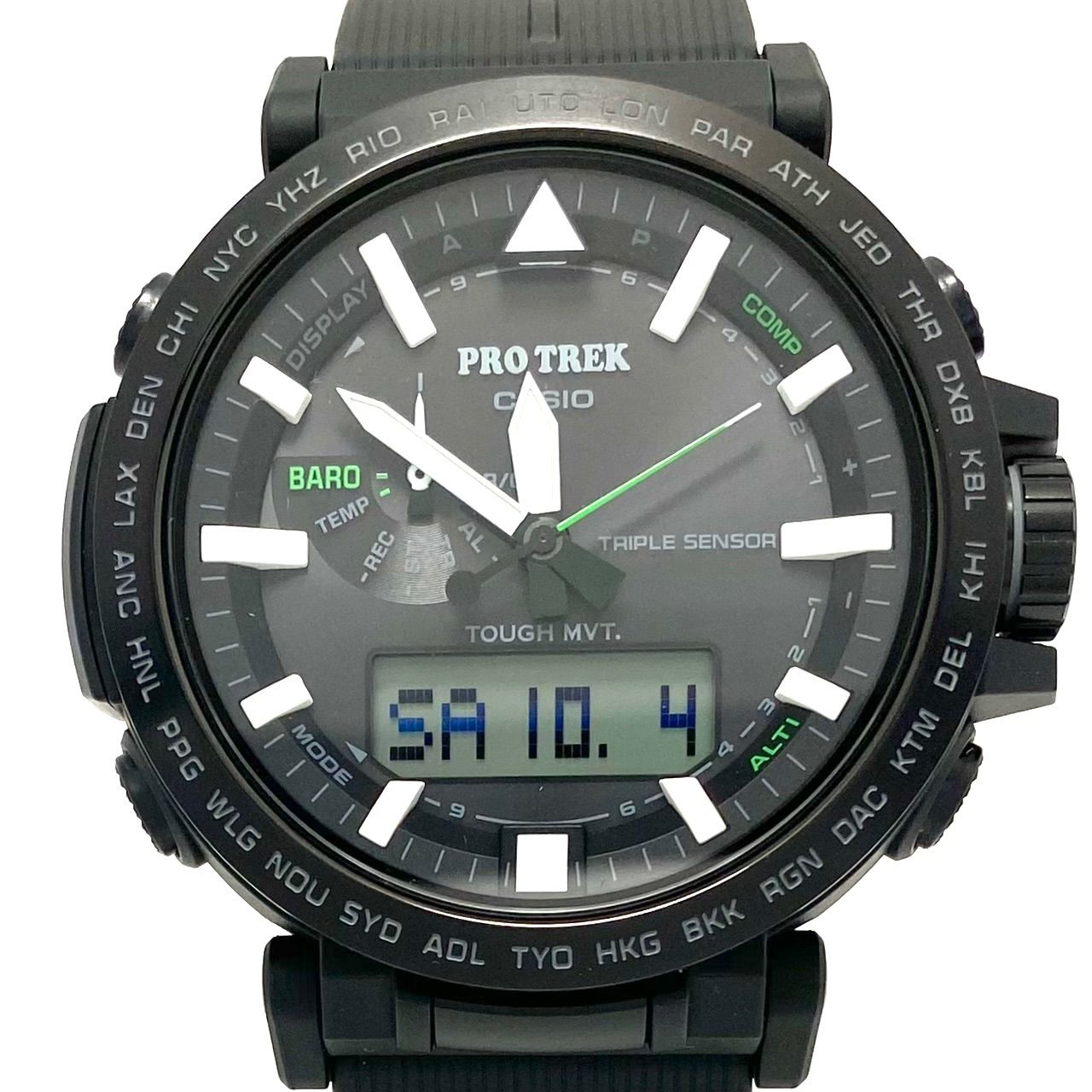 腕時計 メンズ カシオ CASIO プロトレック クライマーライン PRW-6621Y-1JF 電波ソーラー トリプルセンサー アナデジ 黒 樹脂ベルト バイオマスプラスチック 10気圧防水 アウトドア 登山