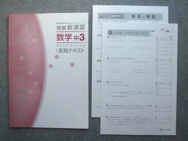 【新品未使用 中３セット】標準新演習 改定最新版 塾専用 発展新演習 数学 中3 夏期テキスト 状態良い 006S5B