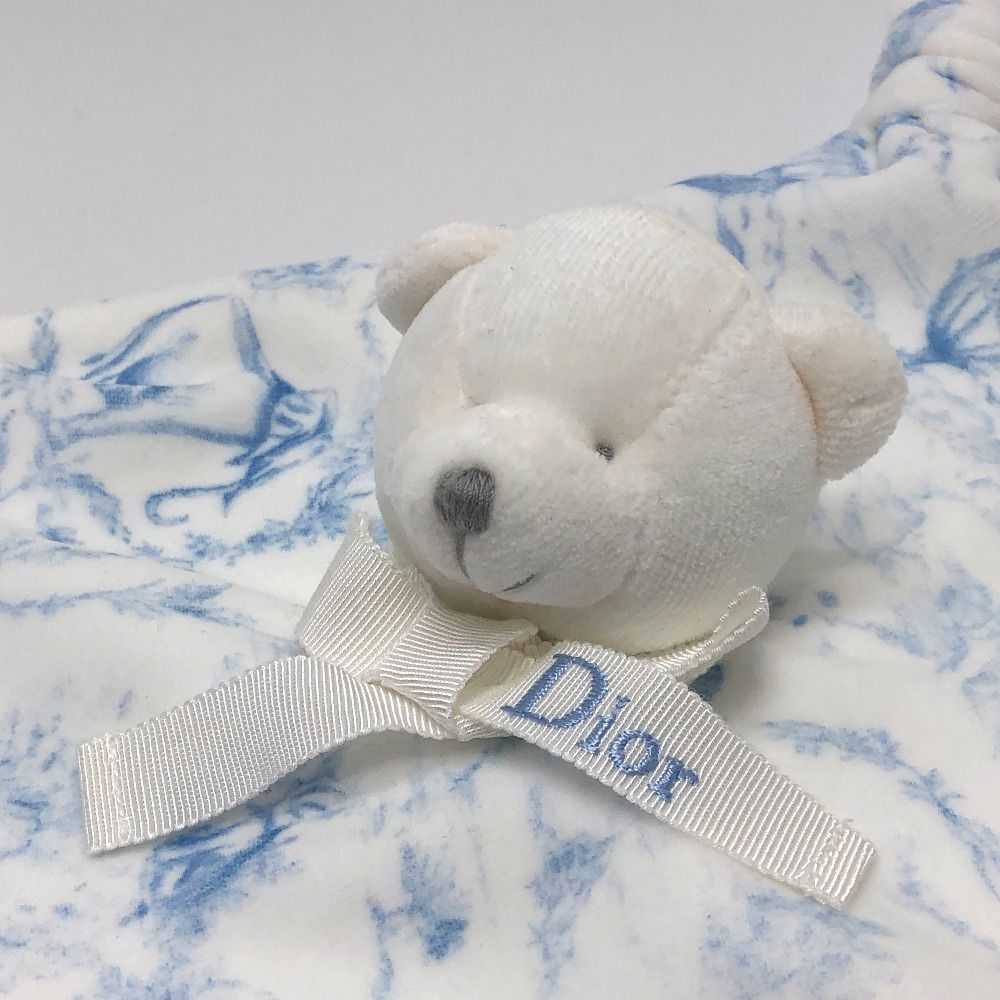 ディオール Baby Dior ぬいぐるみ コットン ホワイト×ブルー 未