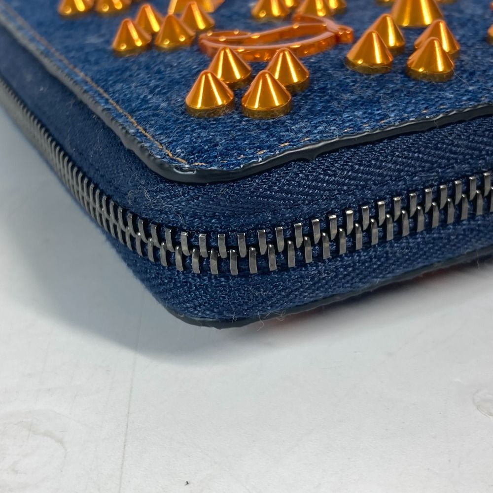 クリスチャンルブタン 長財布 ロゴ スパイクスタッズ 1225272 デニム Christian Louboutin クリスチャンルブタン 長財布 ロゴ