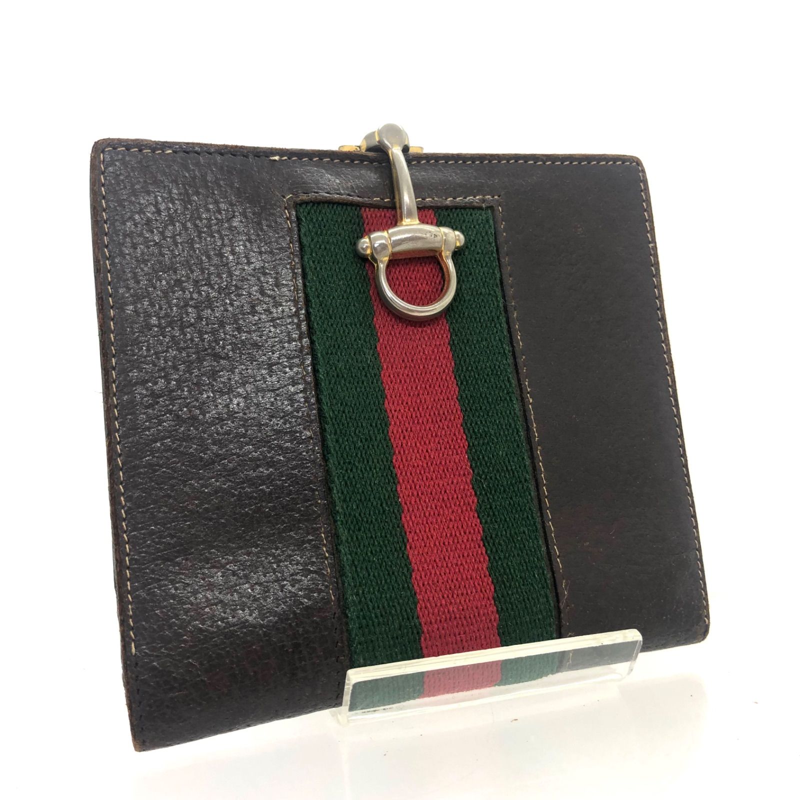 □1970年代超希少ヴィンテージ□GUCCI グッチ シェリーライン ホースビット 折り財布 ダークブラウン ゴールド金具 筆記体ロゴ イタリア製 -  メルカリ