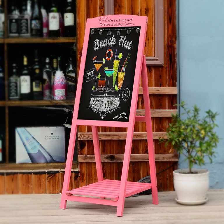 木製レトロ調ブラックボード 縦型サインボード