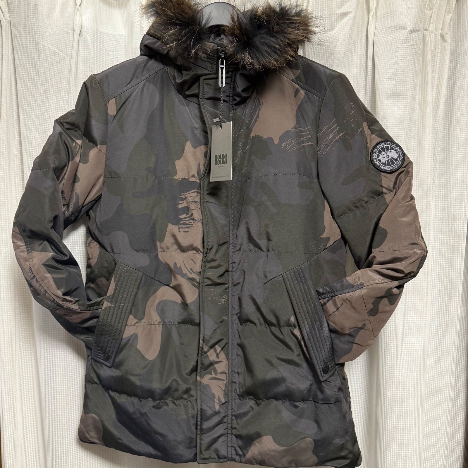 BOLINI / ダウンジャケット/48/ポリエステル/カモフラ BOLINI ボリーニ ファー付 ダウンジャケット 迷彩柄 カモフラ アウター
