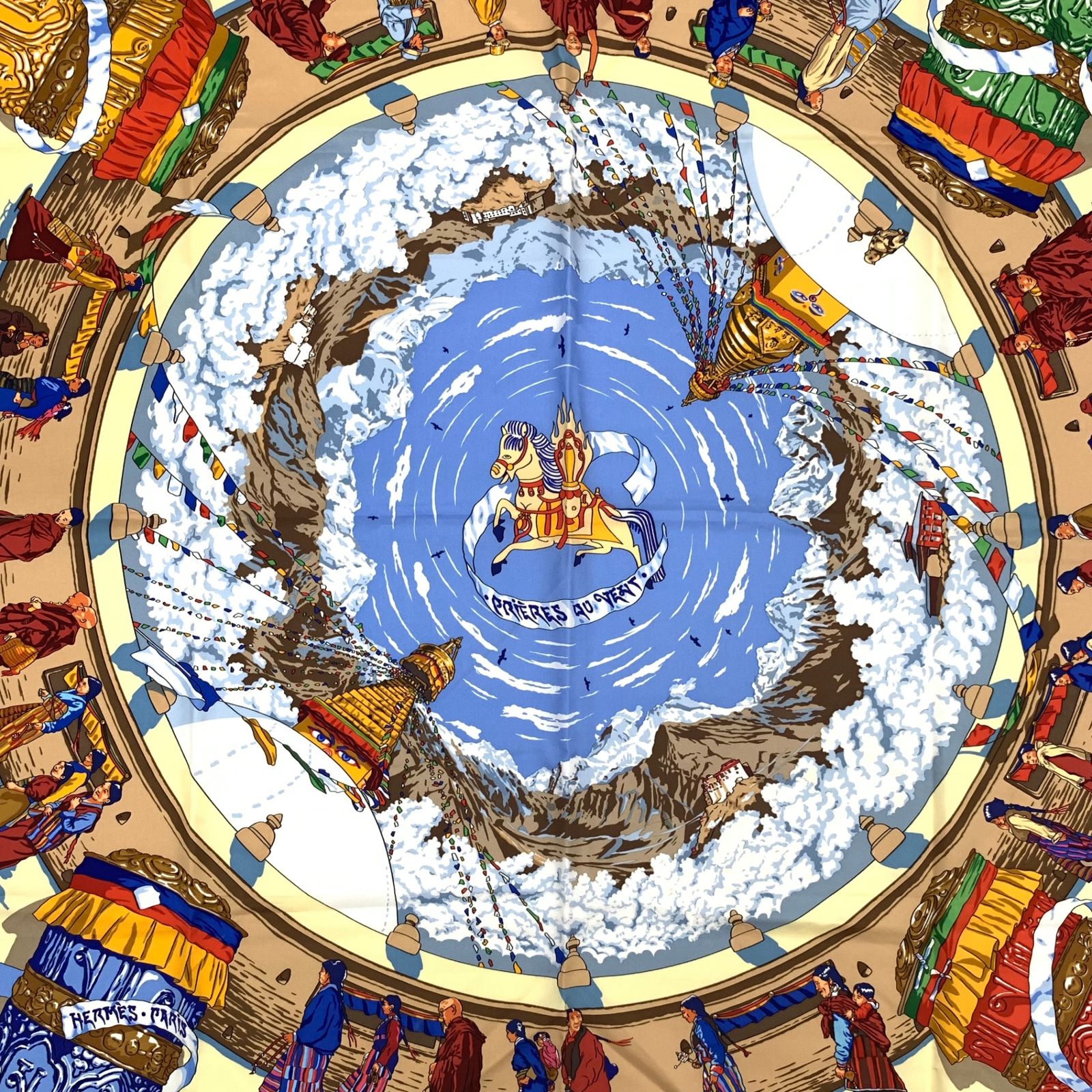 HERMES エルメス【風の中の祈り】スカーフカレ90美品