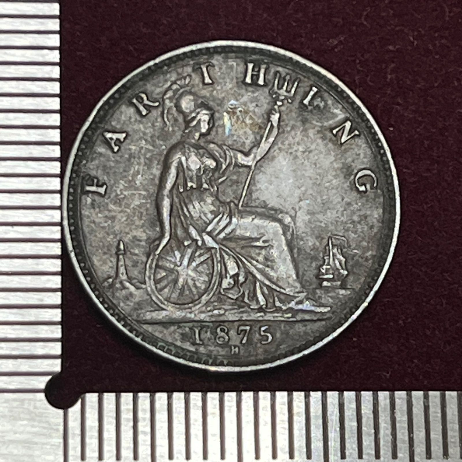 銅貨】1875年 イギリス ファージング銅貨／ヴィクトリア女王 “Bun Head