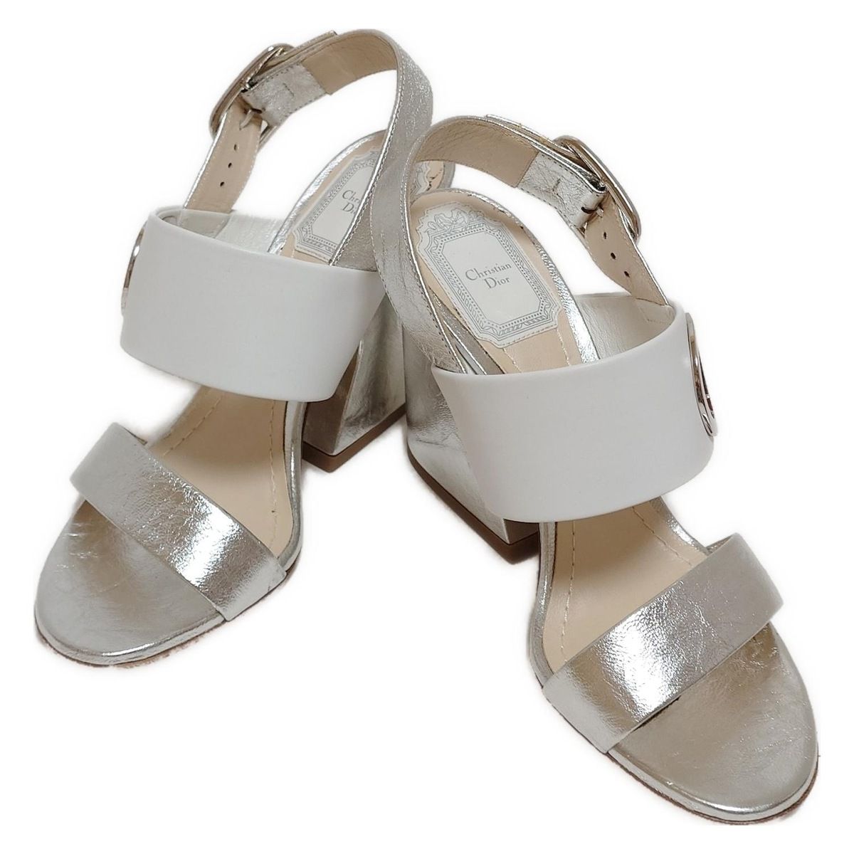 DIOR|ChristianDior ディオール|クリスチャンディオール サンダル 36 レディース - 白×シルバー レザー