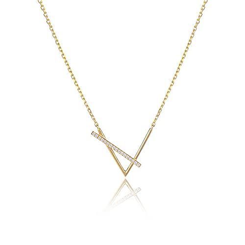 まもなく終了 華奢 k 18 コーティング シルバーS 925 レディース Vライン ダイヤモンド CZ ペンダント ネックレス 金属アレルギー対応 アズキチェーン アジャスター付き fivihoc シンプル おしゃれ ジュエリー