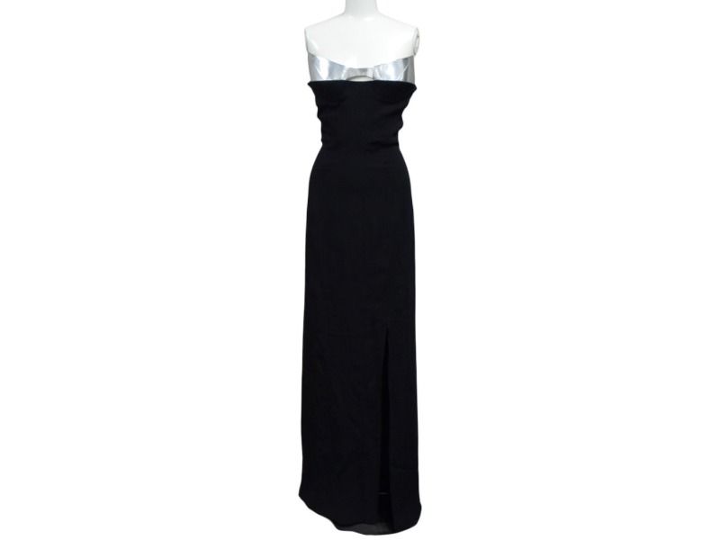 Mugler ミュグレー structured strapless maxi dress ストラクチャードストラップレスマキシドレス ブラック シルバー 4b004001