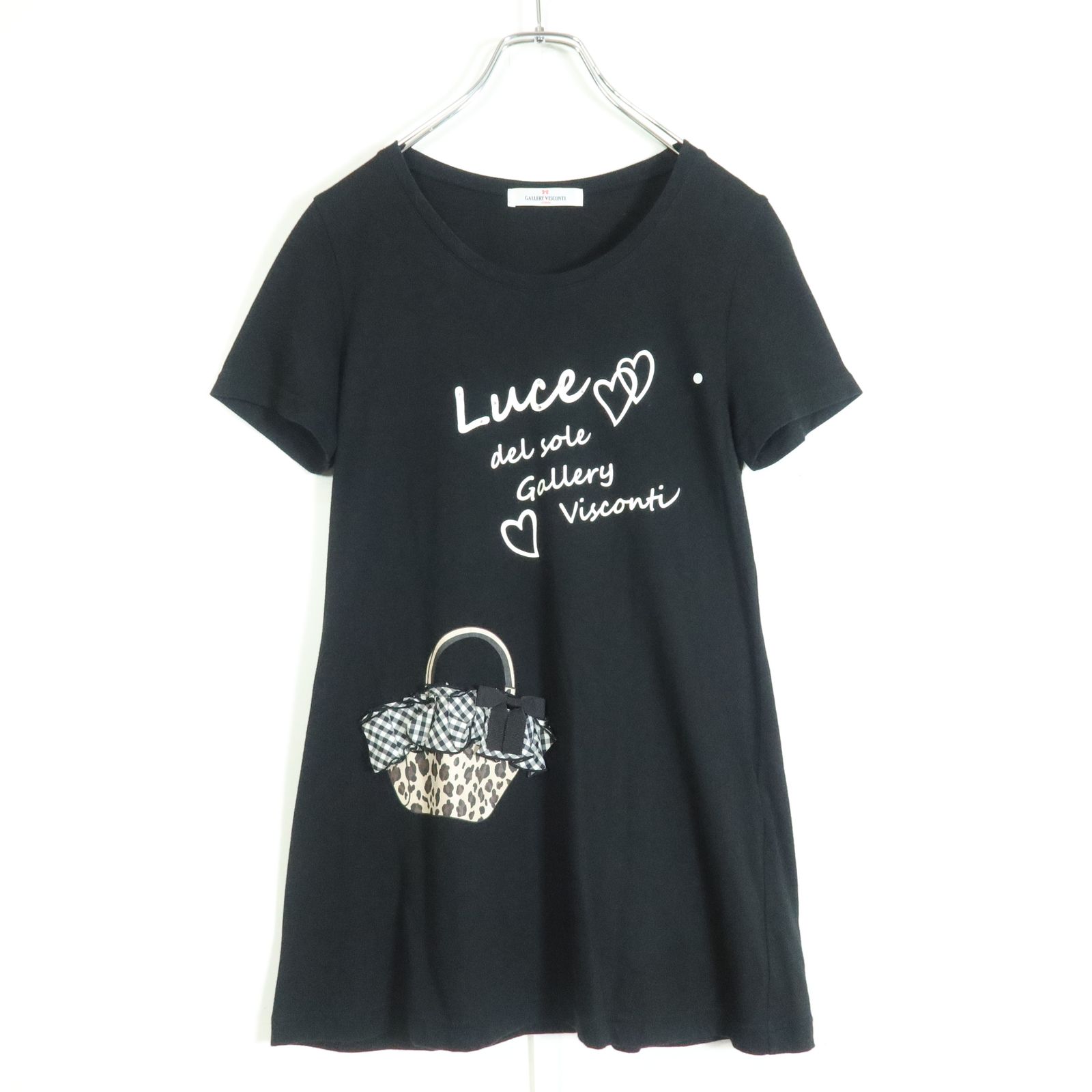 ＊未使用品＊ギャラリービスコンティパンツ  裾リボン付き ギャラリービスコンティ☆Tシャツ チュニック サイズ2 黒系