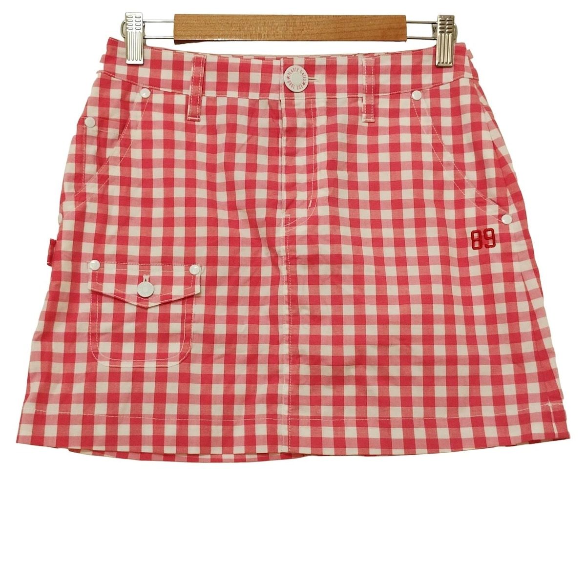 PEARLY GATES パーリーゲイツ ミニスカート サイズ0 XS レディース - ピンク×白 チェック柄