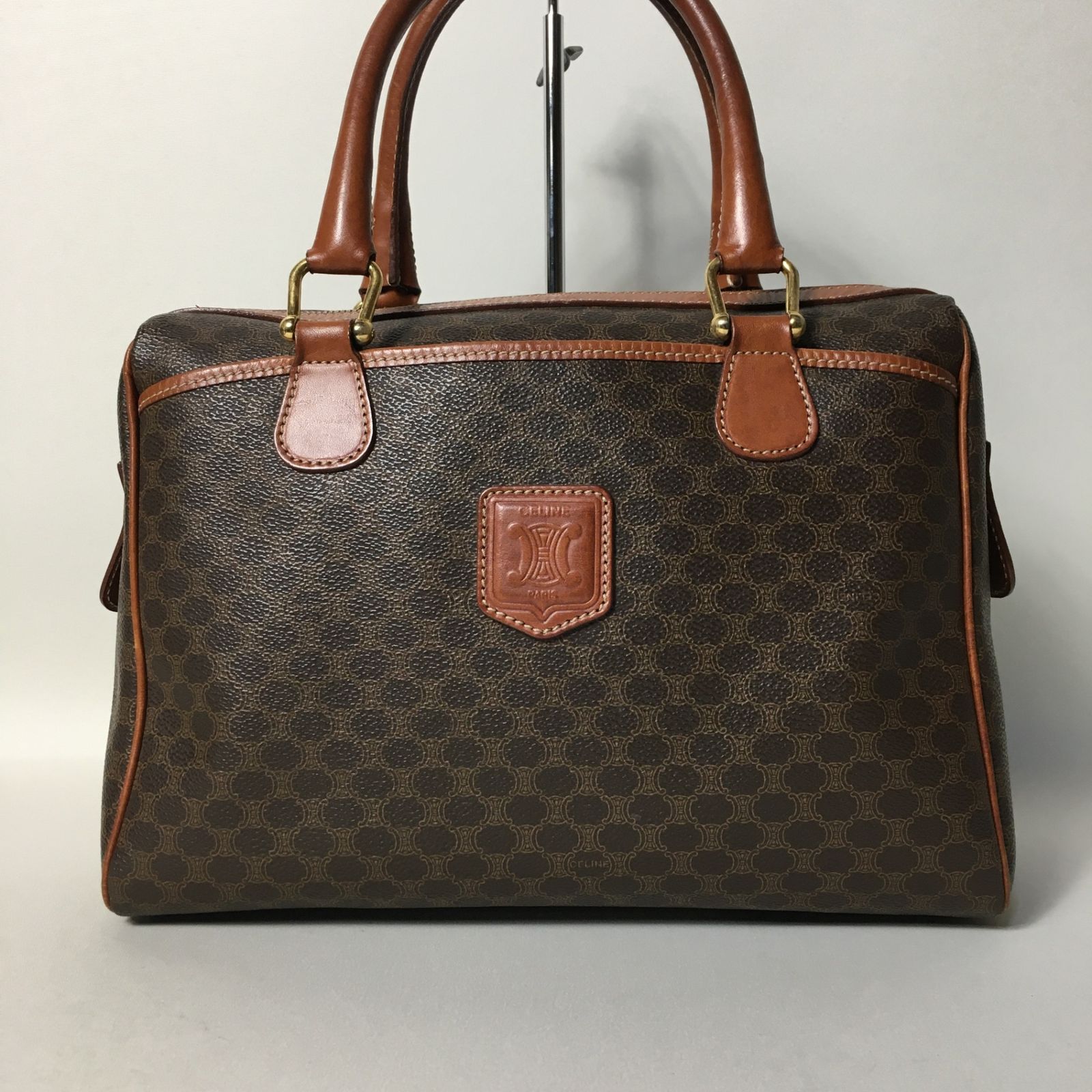 【極美品】CELINE セリーヌ 2way ハンドバッグ トリオンフ マカダム セリーヌ CELINE マカダム柄2WAYバッグ ブラック PVC レディース
