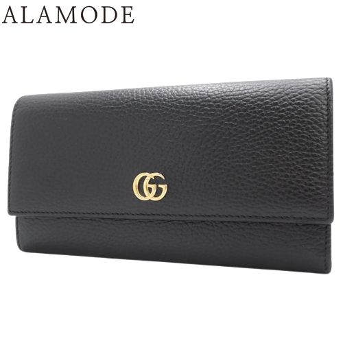 【付属品完備・美品✨】グッチ 二つ折り財布 GGマーモント ダブルG 黒 極美品✨】グッチ GGマーモント 二つ折り財布 ミニ レザー PVC