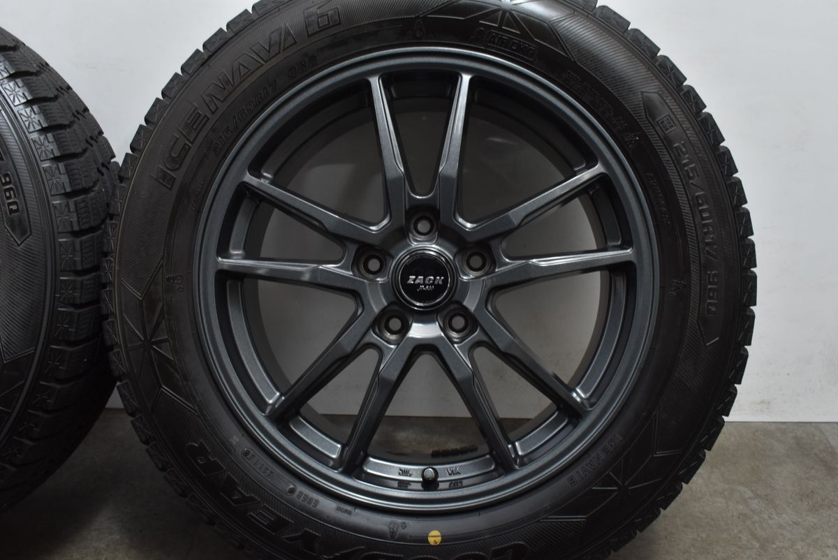 【美品 バリ溝】ZACK 17in 7J +48 PCD114.3 グッドイヤー アイスナビ6 215/60R17 レクサスUX C-HR カローラクロス エルグランド CX-30