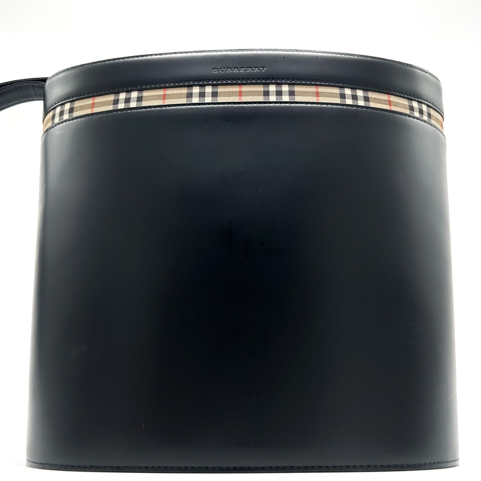 美品 バーバリー レザー ショルダーバッグ ノバチェック ロゴ型押し
