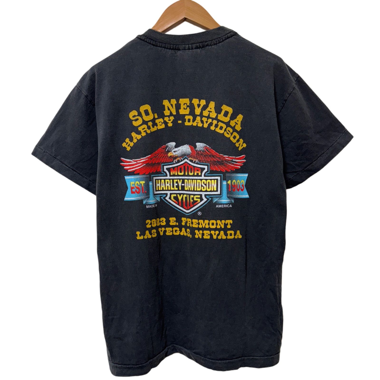 古着 ハーレーダビッドソン × ルーニーテューンズ Tシャツ ハーレーダビッドソン Tシャツ Mサイズ ブラック フェード