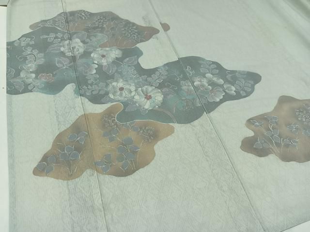 平和屋着物▽訪問着　無双　紗袷　紗×紗　草花文　正絹　逸品　AAAY9432jh 平和屋着物▽訪問着 無双 紗袷 紗×紗 草花文 正絹 逸品 AAAY9432jhの
