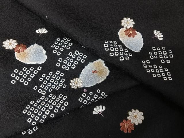 平和屋着物○訪問着 絞り 刺繍 枝花文 金糸 金彩 正絹 逸品 AAAV9108np
