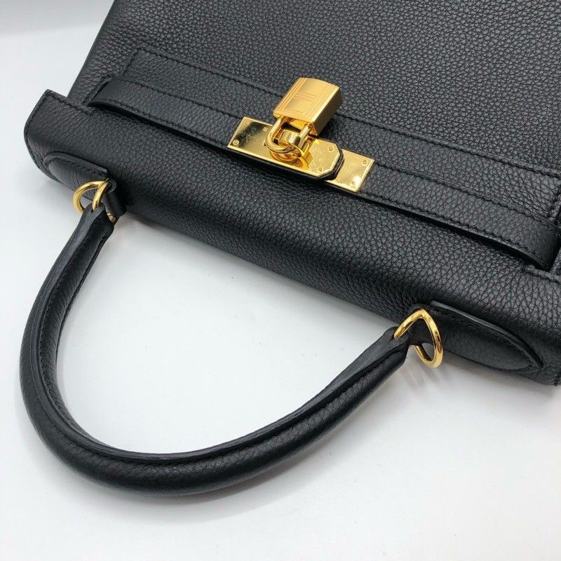 エルメス HERMES ケリー28 内縫い U刻 ブラック×GD金具 トゴ  