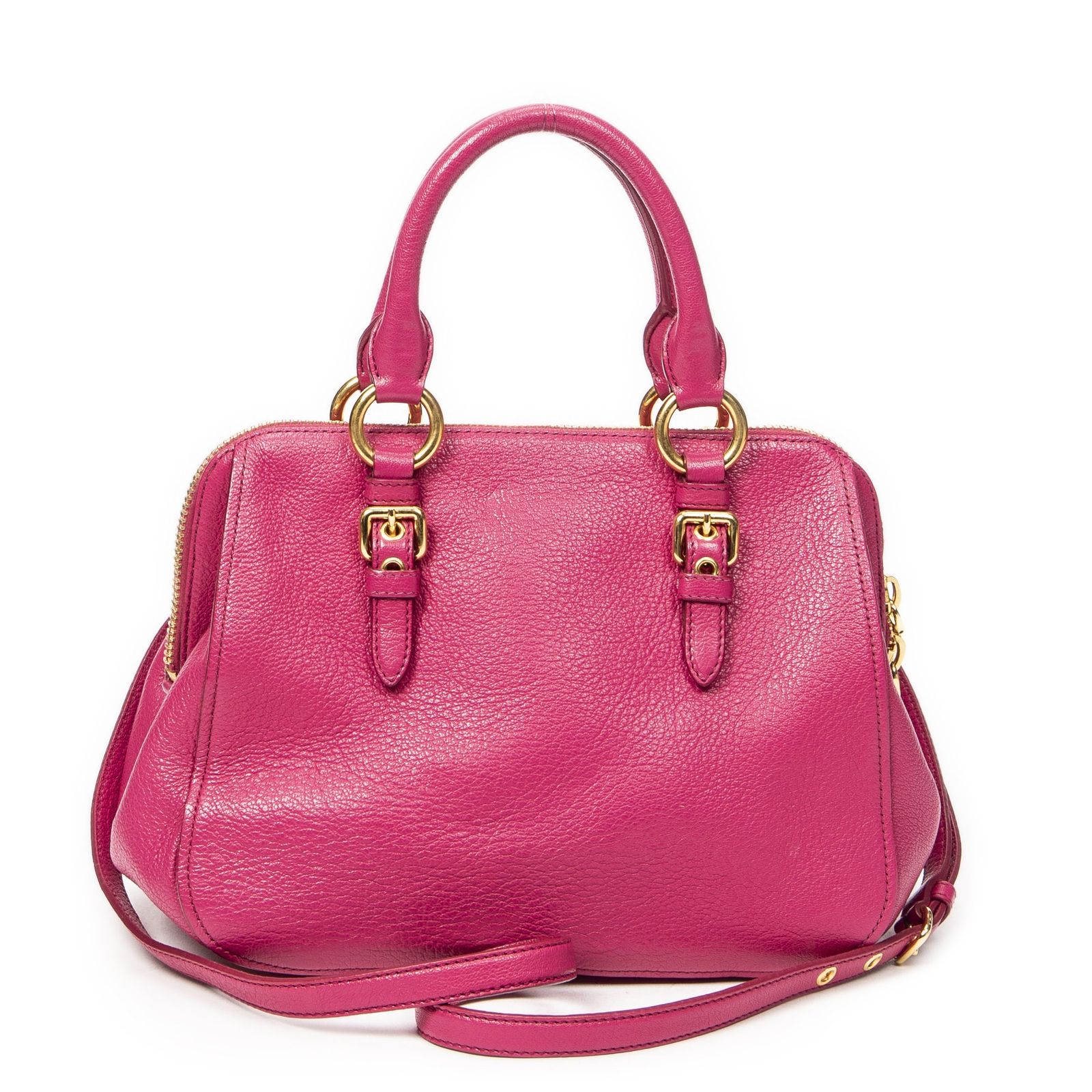 MIU ミュウミュウコンバーチブルボウリングバッグフューシャピンクマドラスレザーA