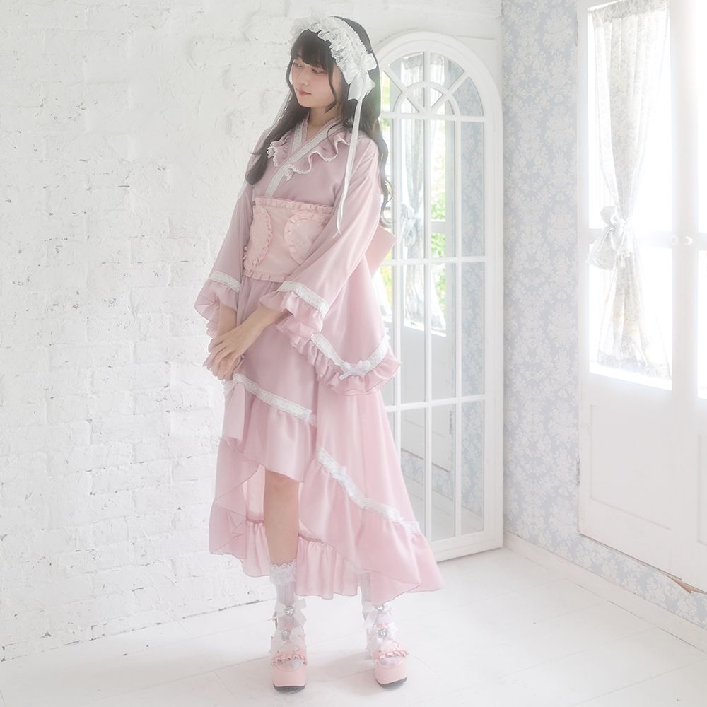 夢展望公式 [新品未使用] はしごレースフリルロリータ浴衣 [ブルー] 他