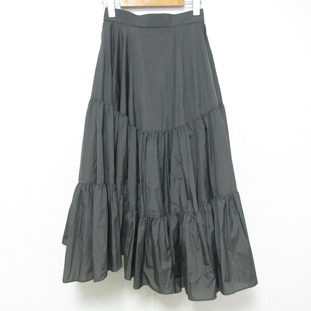 LANVIN en Bleu ランバンオンブルー ウォッシュナイロンティアードスカート 3206516 サイズ36 グレー レディース 古着