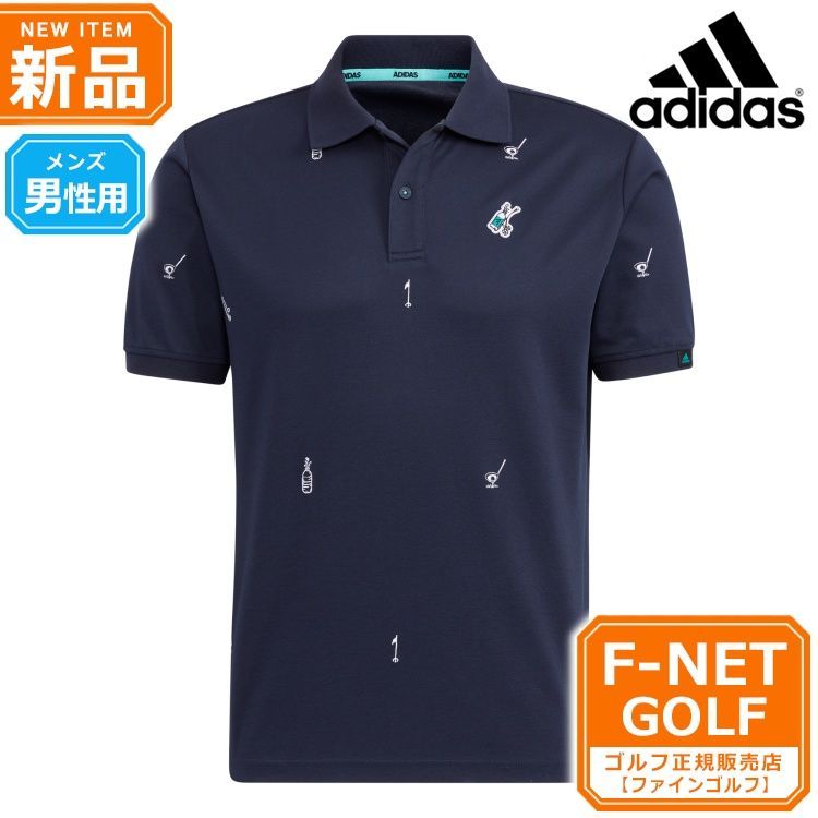 新品 【レジェンドインク】春 夏 adidas アディダス ゴルフウェア  TC573 PLAY GREEN モノグラム半袖 ポロシャツ [吸汗速乾] （メンズ）