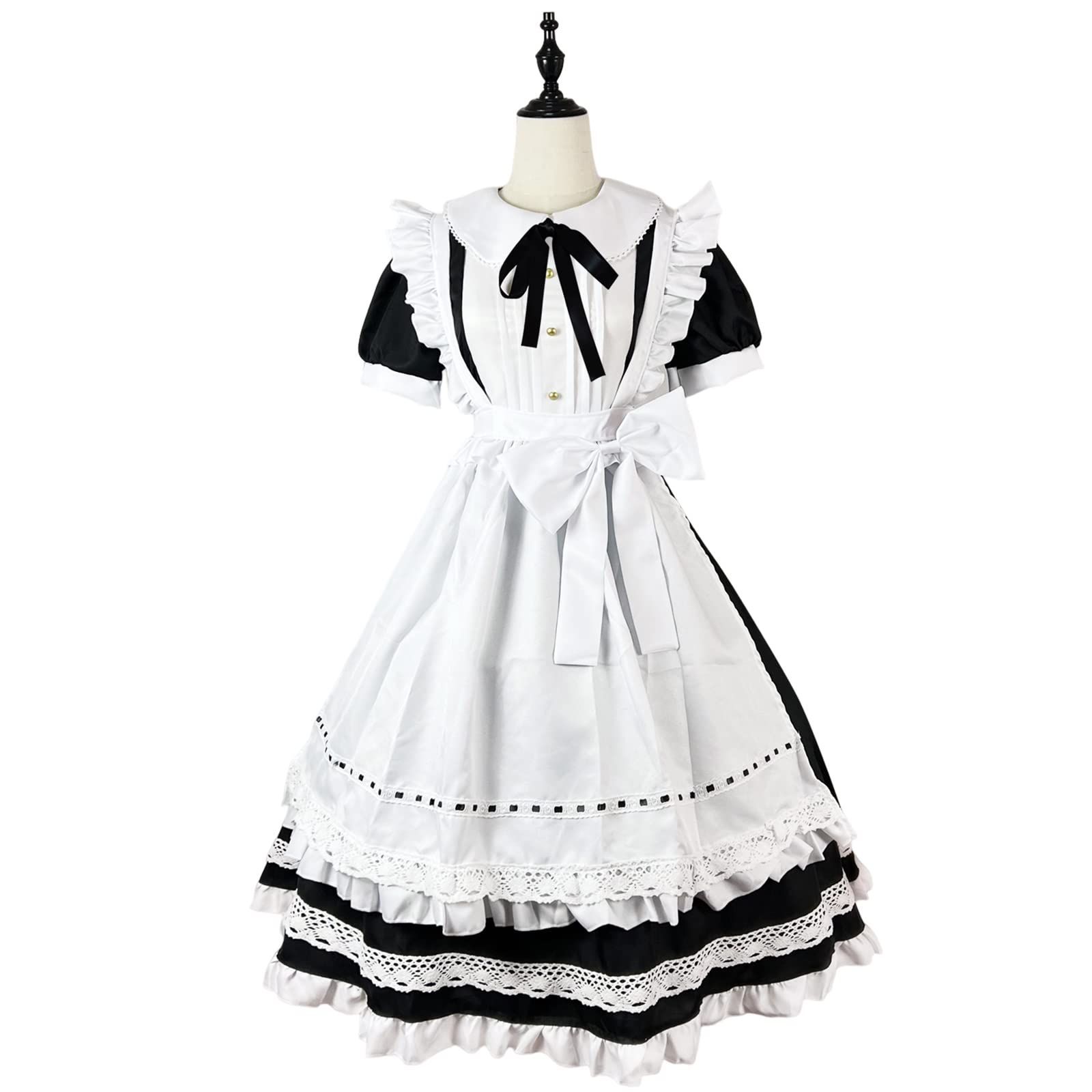 【売れ筋】【大バズり】長袖 メイド服 メイド服 レース レース 英国 半袖 ハロウィン ロング 正式 コスチューム メイドカフェ メイド 喫茶店 リボン 仮装 イギリス風 女装 コスプレ 大きいサイズ [NOKIJP]