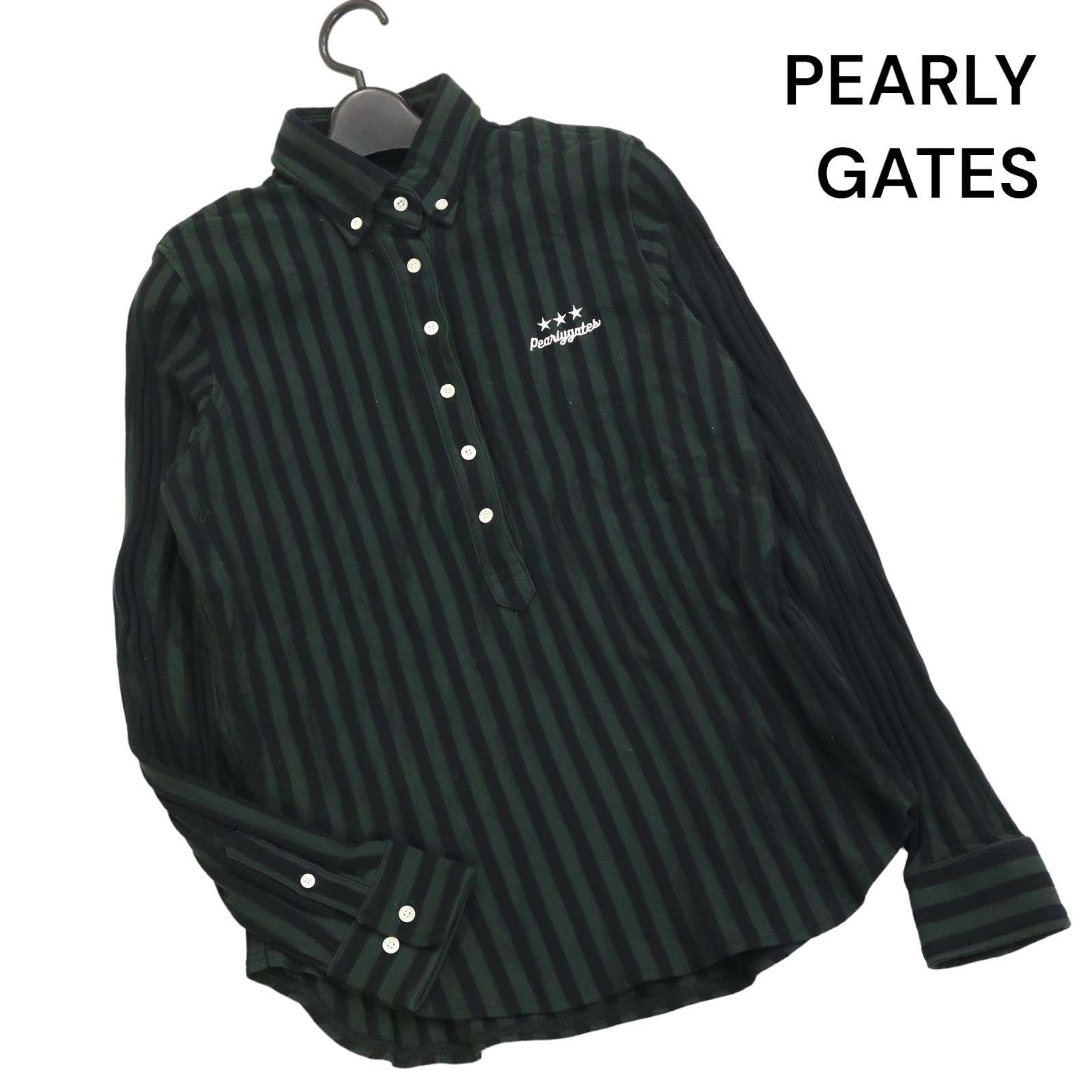 PEARLY GATES レディース シャツ ストライプ PEARLY GATES パーリーゲイツ 通年 ロゴ刺繍♪ ストライプ プル