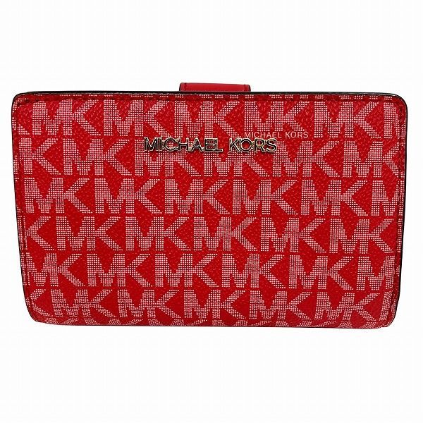 マイケル コース レッド PVC×レザー 財布 2つ折り財布 レディース