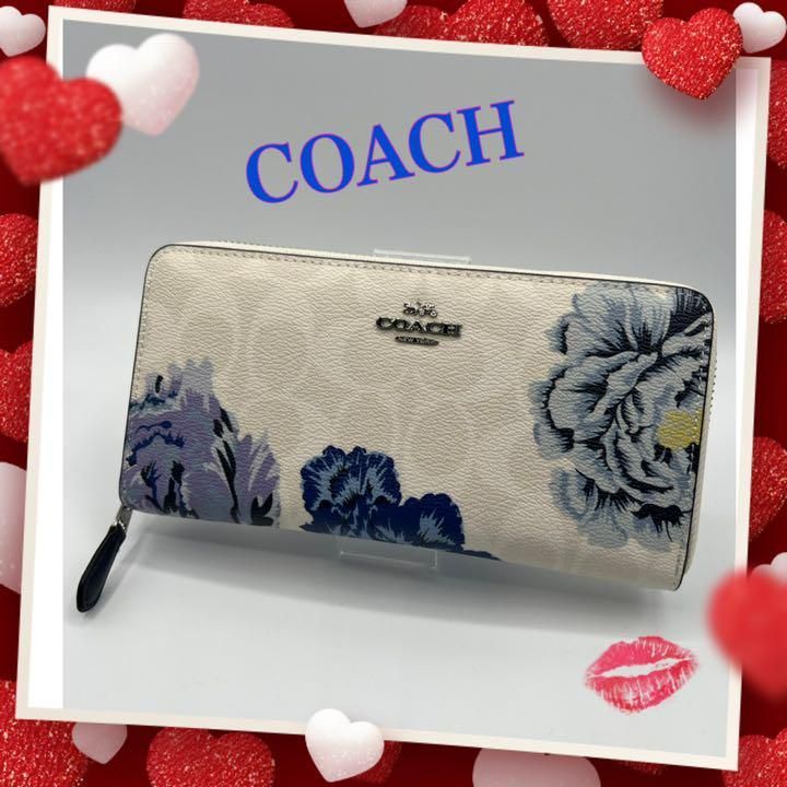 COACH コーチ 長財布 シグネチャー パープル花柄 品番：6657