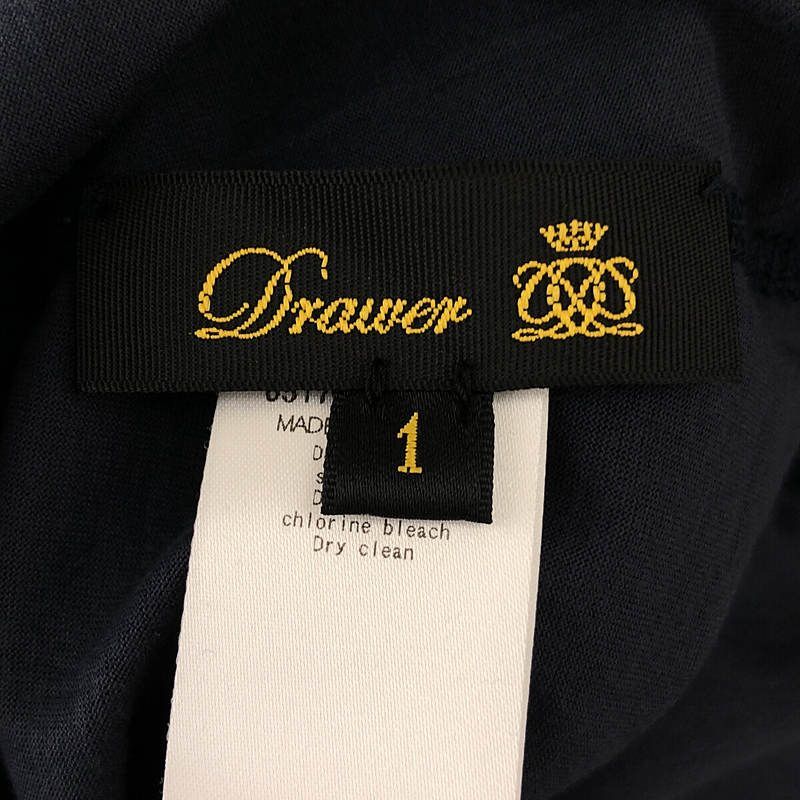 【美品】  Drawer / ドゥロワー | シルク切替 バックリボン フレンチスリーブ 半袖カットソー | 1 | ネイビー | レディース 美品】 Drawer / ドゥロワー | シルク切替 バックリボン フレンチ