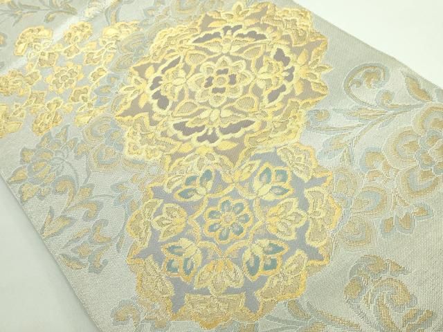 平和屋着物 上 西陣 川島織物 六通柄袋帯 正倉院花文 金銀糸 プラチナ DZAA9503kh5
