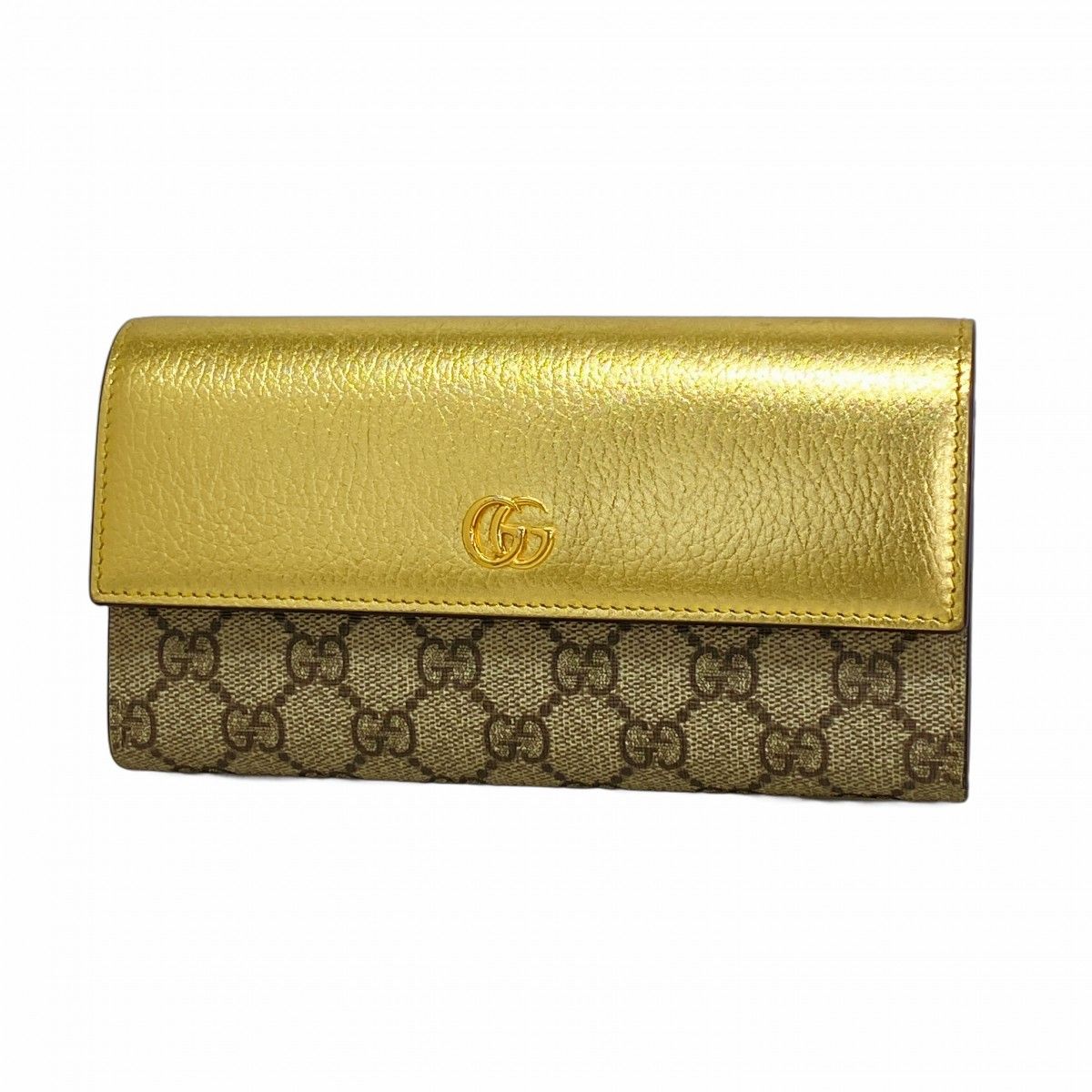 美品　グッチ 長財布　GGマーモント　456116　レザー　ゴールド金具 5ha0105-h】グッチ 長財布 GGマーモント/GGスプリーム 456116