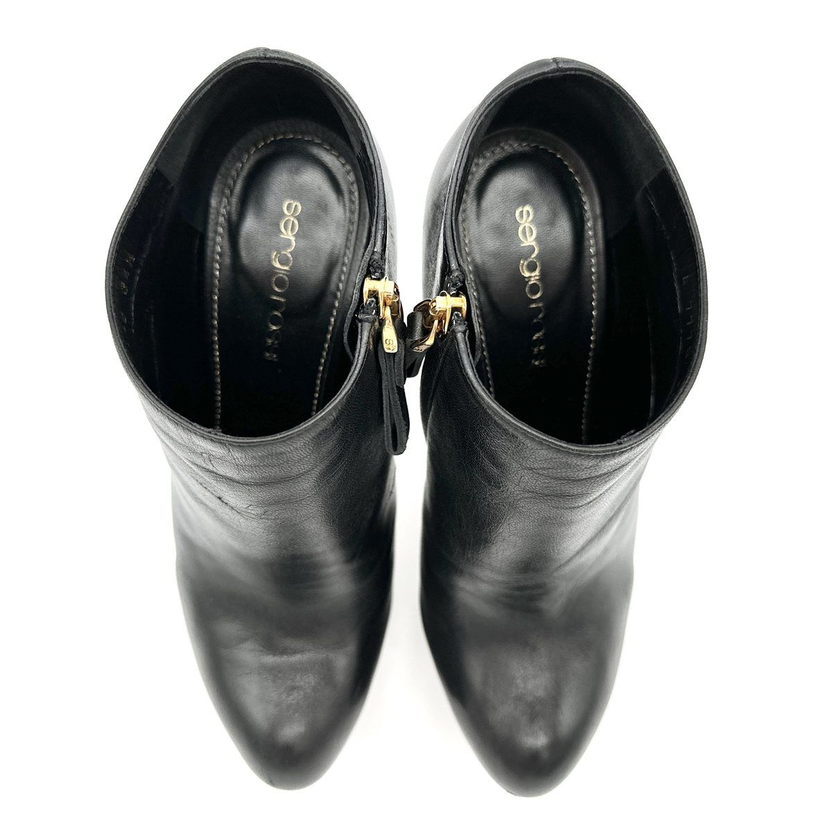 サイドジップ エイ革ヒール