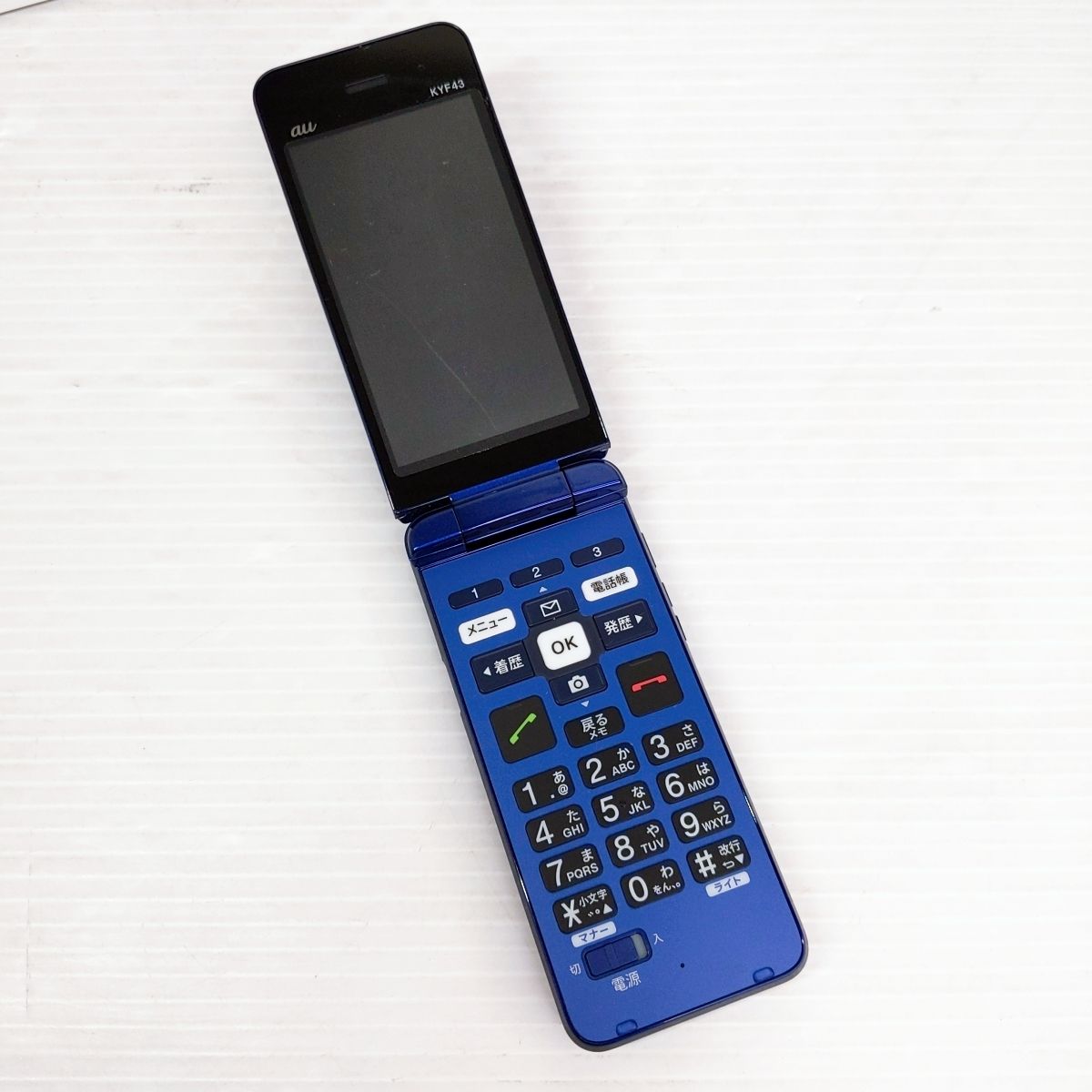 中古品】au かんたんケータイ ライト KYF43 ロイヤルブルー ○YR