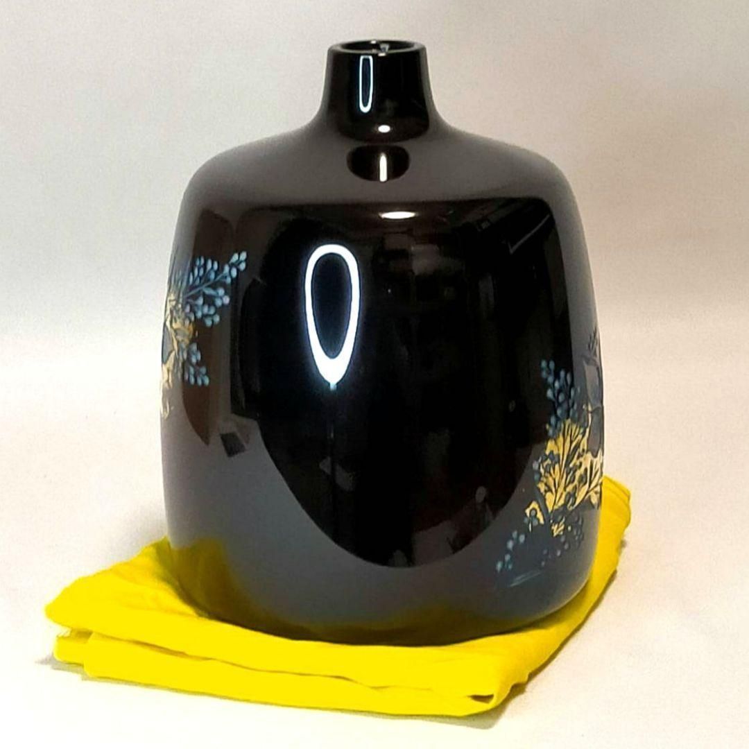 香川漆芸】彫漆 草花漆花瓶 豊澤英之 作 黄布付 非課税作家 香川伝統